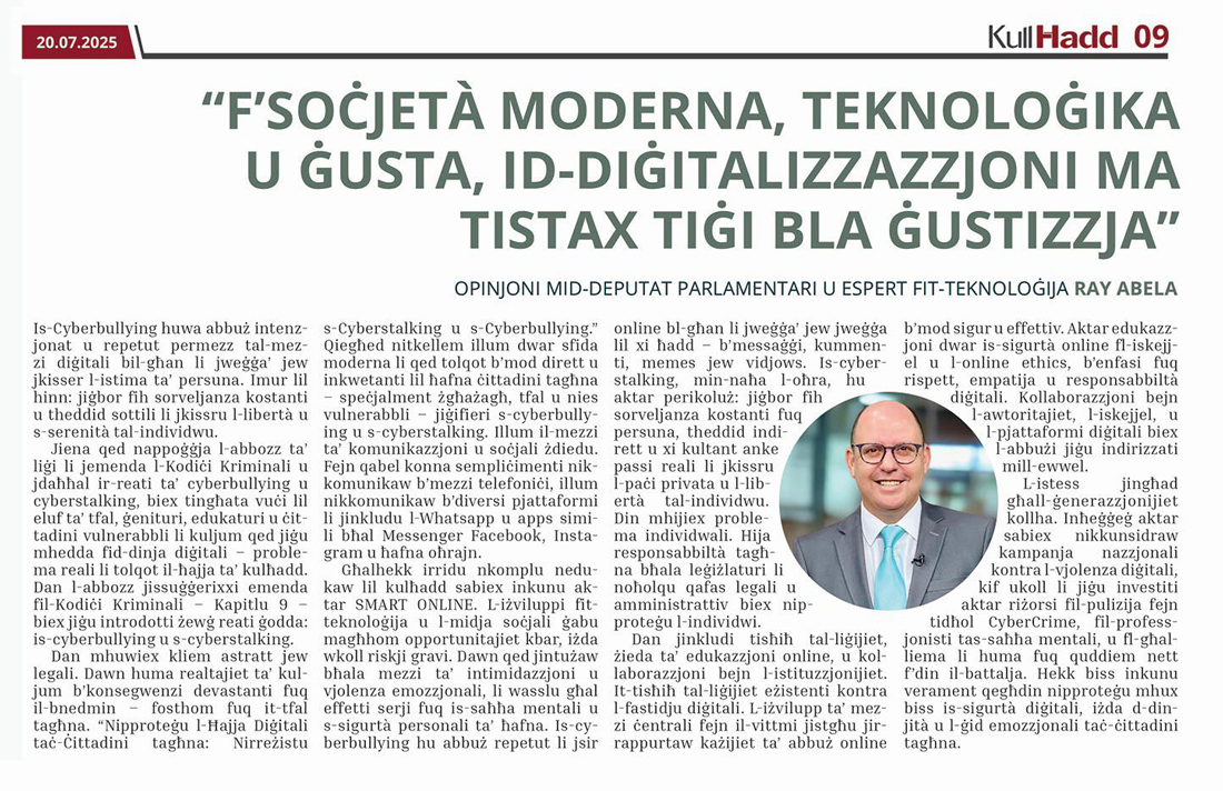 Ray Abela — article excerpt, Kullħadd, July 20, 2025